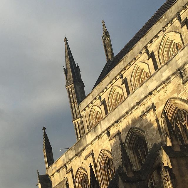 Winchester Cathedral against a wintery sky this afternoon. #sky #winter #cathedral #shadow #winchester