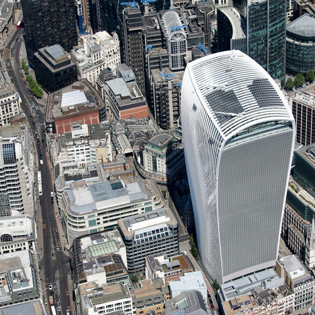 Looking down on London's Walkie Talkie.